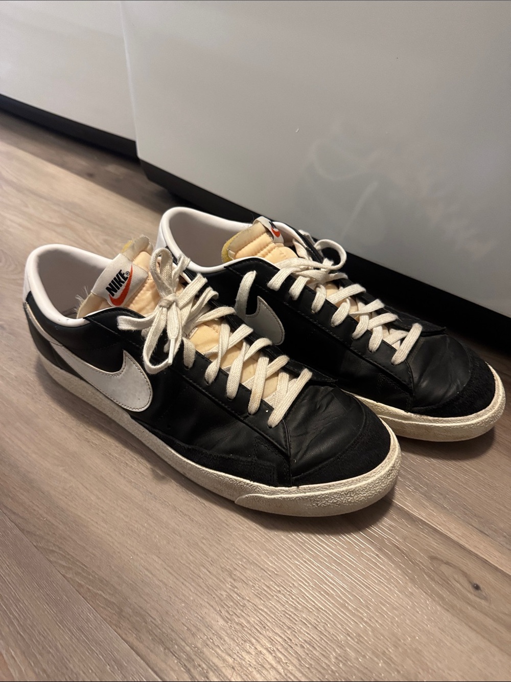 Nike Black and White Low-Top Sneakers with Cream Tongue
